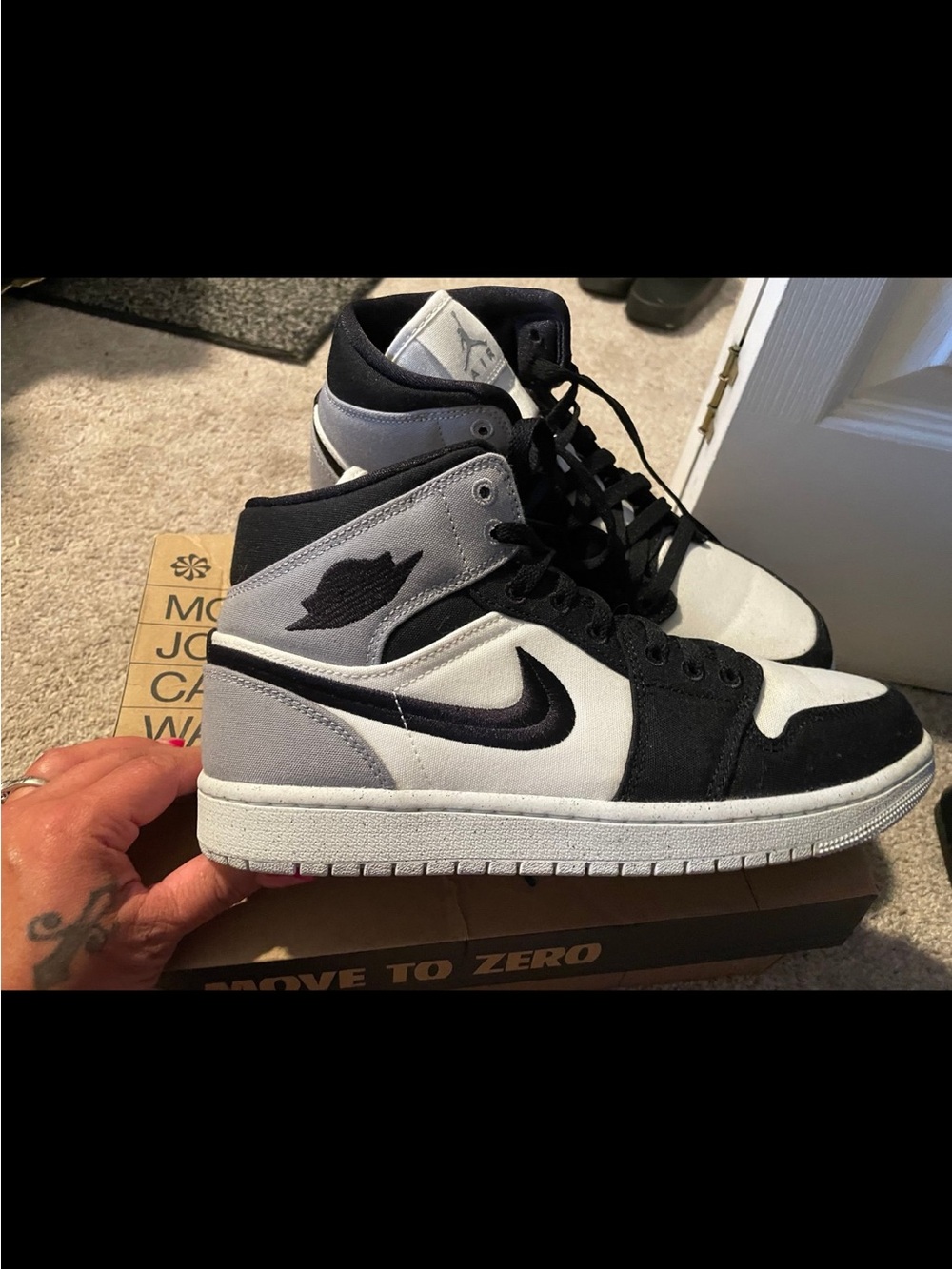 Jordan 1 Mid Black White Gray Men's Sneakers